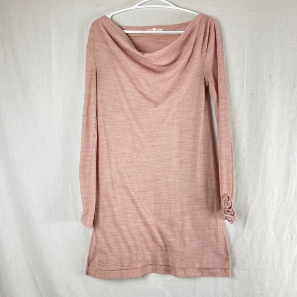 Anthropologie Pure + Good Ribbed Cowl Neck Long Sleeve Mini Dress - Picture 4 of 10